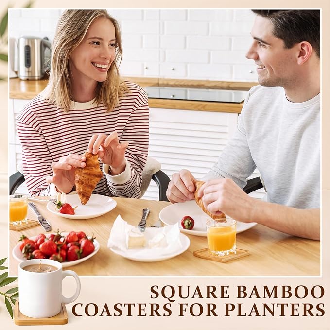 Patelai 10 Pcs Square Bamboo Coasters - Image 5
