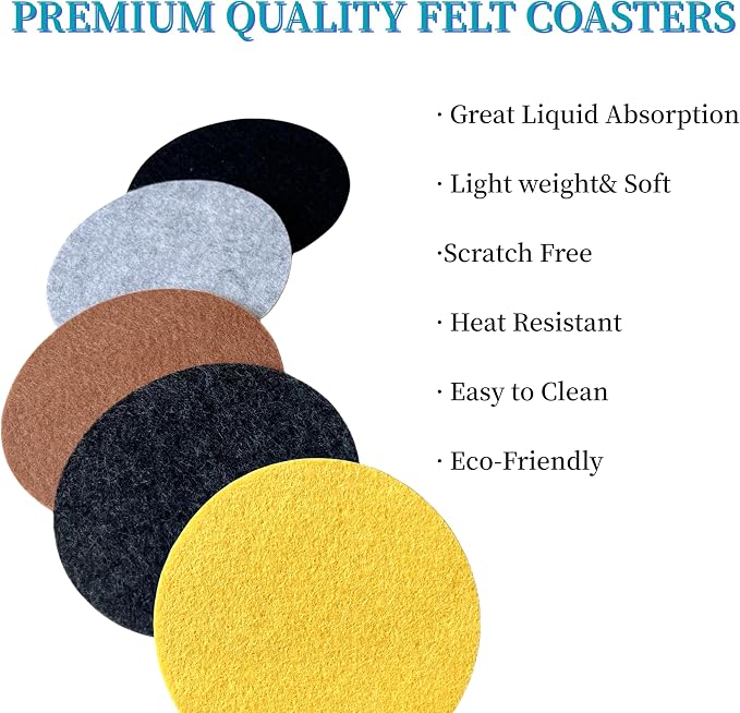 10 Pcs Felt Coasters with Holder, Coasters - Image 3