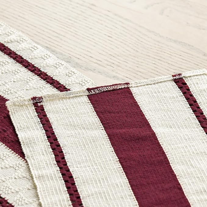 Artoid Mode Red Rustic Woven Table Runner 12x72 Inch | Holiday Farmhouse - Image 7