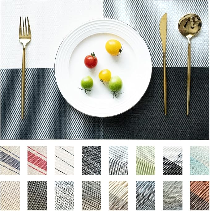 Placemats Set of 12 Vinyl/Plastic Woven Place Mats by Unknown