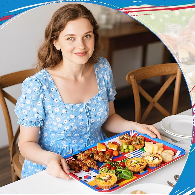 Vesici 4 Pack World Flag Serving Trays 13x10 Melamine Platters - Image 4