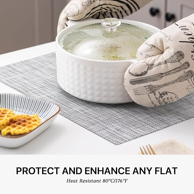 LEXMORE Placemats Set of 4 Vinyl/Plastic Woven Place Mats - Image 5