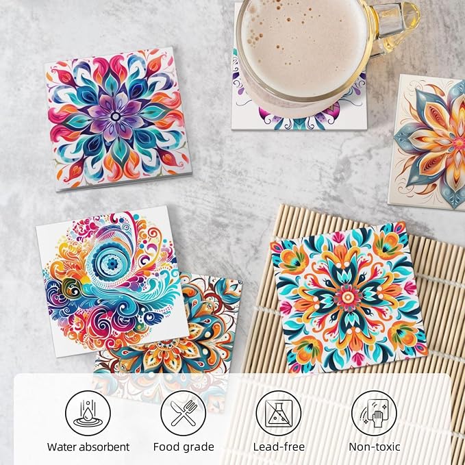 Boho Coasters Set of 6, Coasters - Image 6