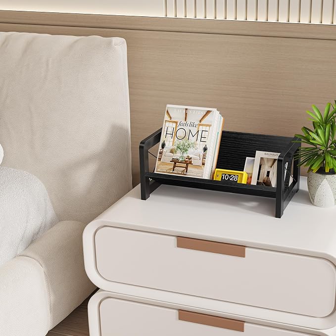 ELITEROO Desk Bookshelf, Small Book Shelf, Wooden Desktop Bookcase, Tilting - Image 8