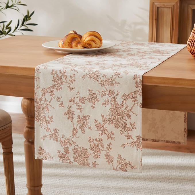 French Pastoral Farmhouse Table Runners, 13x36 Inch Terracota | 100% Organic - Image 7