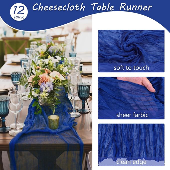 12 Pack 10Ft Cheesecloth Table Runner 35x120 Inch Boho Gauze Table Runner - Image 4