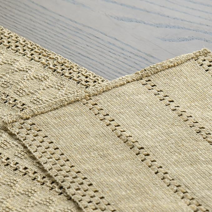 Artoid Mode Burlap Brown Woven Farmhouse Hollow Table Runner 12x108 Inch | - Image 4