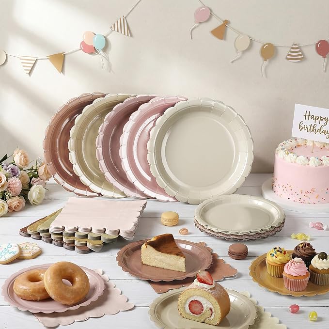 110 Pcs Boho Party Supplies Plates and Napkins Tableware Set Serve 25 Guests - Image 7