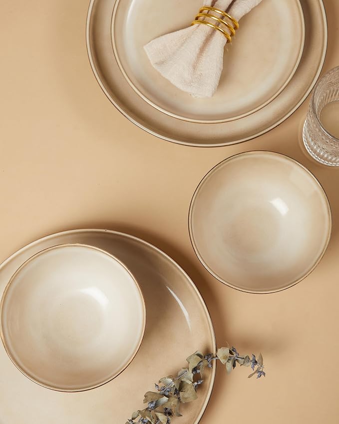 24 Piece Dinnerware Sets for 8, Modern Stoneware Plates and Bowls Setst - Image 4
