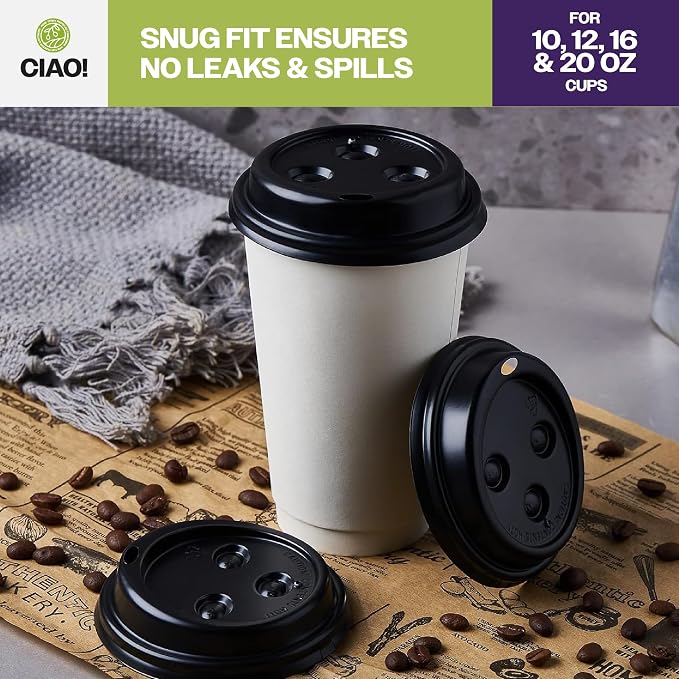 CIAO! Coffee Cup Sipper Black Dome Lid, Designed and Fit - Image 5