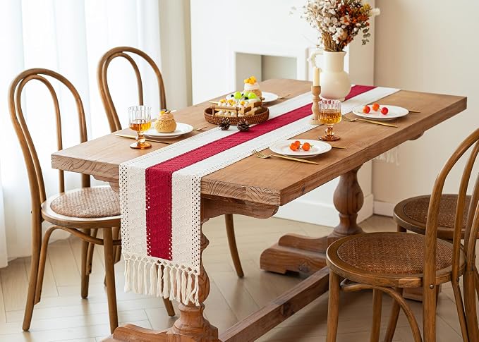 Boho Table Runner for Home Decor 12x72 Red Fall Coffee Table Decor | 72 Inches - Image 7