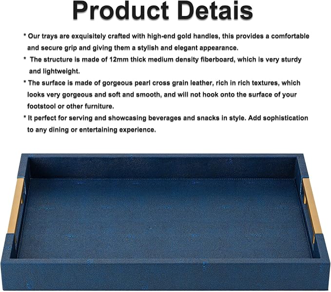 Navy Blue Faux Leather Serving Tray - Image 5