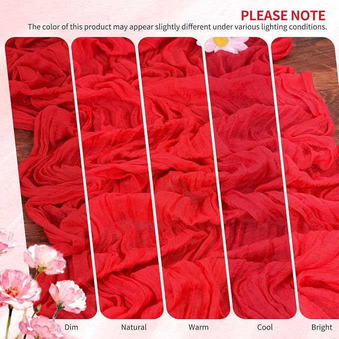 18 Pack Cheesecloth Table Runner 10FT Red Table Runner Boho Gauze Cheese Cloth - Image 7