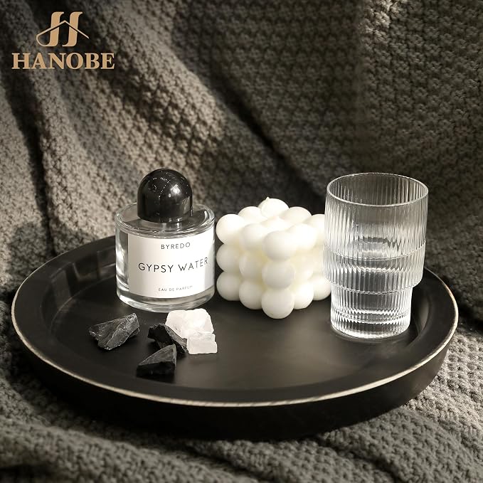 Hanobe Round Wood Candle Holder Tray, Farmhouse Living Room Decor - Image 2