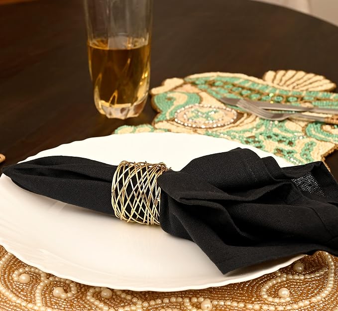 ALPHA Living HOME Gold Napkin Rings 12 Set of Premium 100% Metal, - Image 6