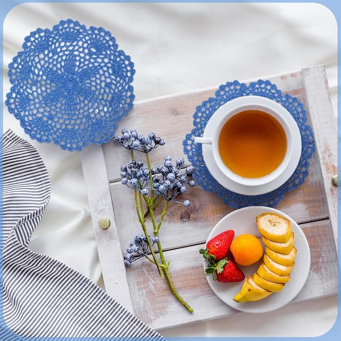 10 Pcs 8 Inch Cute Crochet Doilies Crochet Flower Coasters Handmade Cotton - Image 5