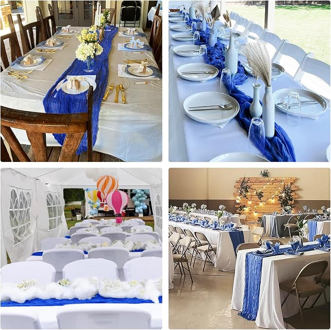 10 Pack Royal Blue Cheesecloth Table Runner 6FT Boho Gauze Fabric Table Runner - Image 7