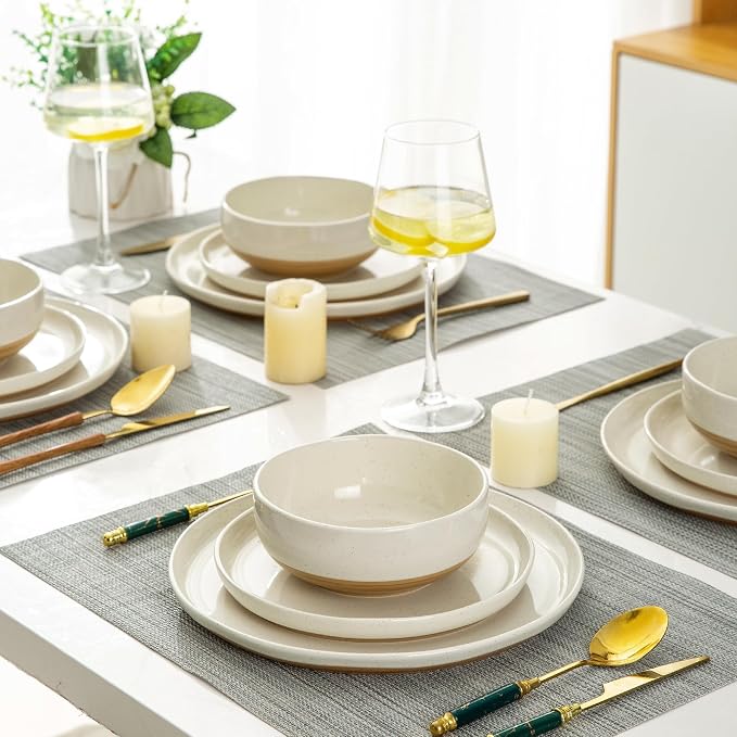 AmorArc Dinnerware Sets for 6, 18 Pieces Ceramic Plates and Bowls Set | Scratch - Image 8