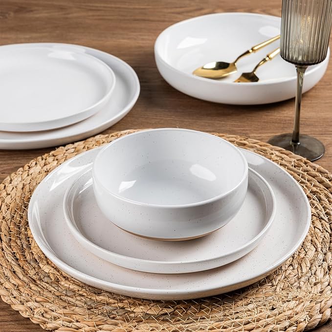 AmorArc Dinnerware Sets for 6, 18 Pieces Ceramic Plates and Bowls Set | Scratch - Image 4
