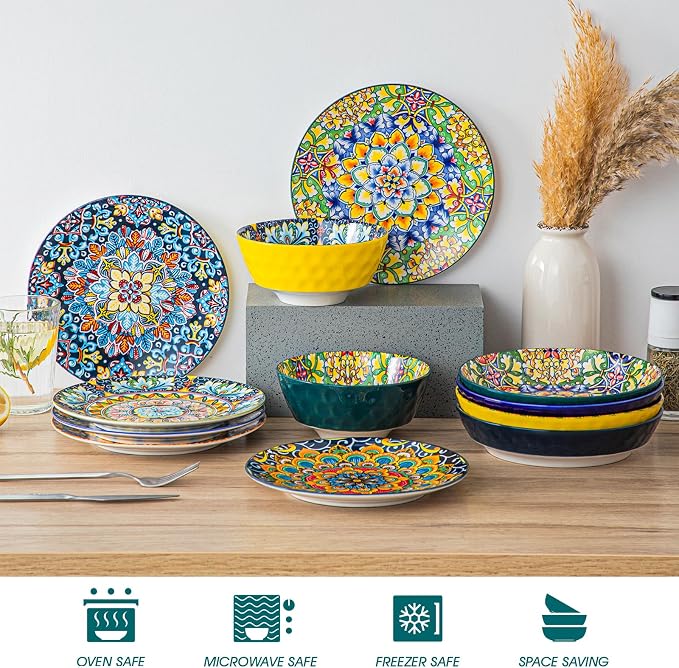 vancasso Salad Plates Set of 6, 8.5 Inch Ceramic, Microwave Safe | Dessert and - Image 4
