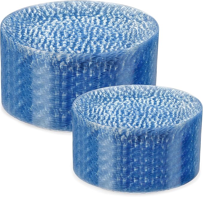 Rubtlamp 100 Pcs Blue Plastic Plates, Heavy Duty plastic Plates, Fancy Blue by Rubtlamp