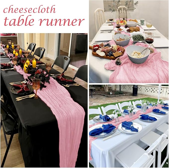 12 Pack Light Pink Cheesecloth Table Runner 17 x 108 Inch Gauze Table Runner - Image 7