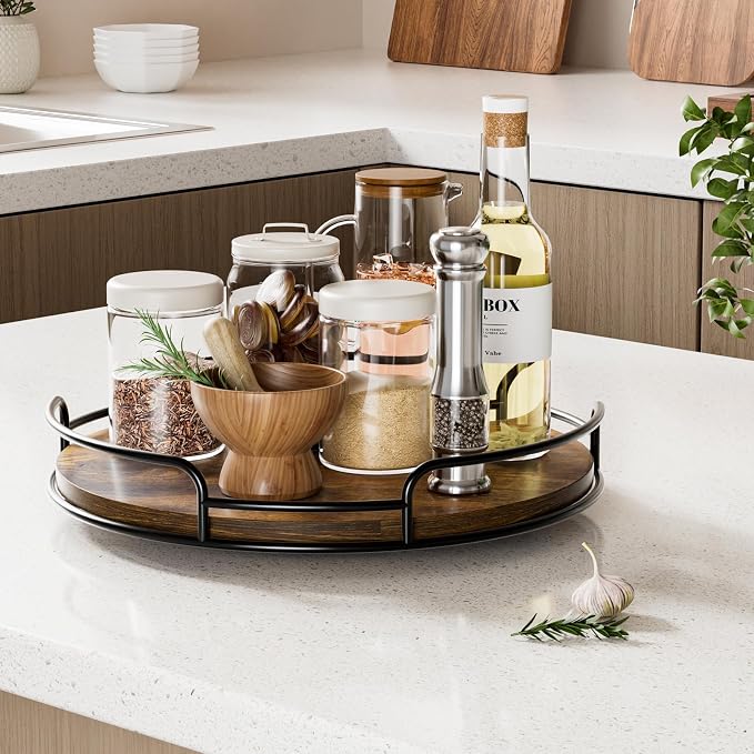 WOWBOX 12" Wood Lazy Susan Turntable Organizer - Image 3