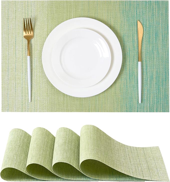Leetaltree Gradient Green Woven Placemats Set of 4 by Leetaltree-ArtatEveryTable