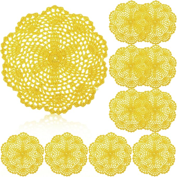 10 Pcs 8 Inch Cute Crochet Doilies Crochet Flower Coasters Handmade Cotton by Gandeer