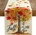 Fall Table Runner 13 x 48 Inch, Maple Leaves Autumn Farmhouse Decor by GEEORY