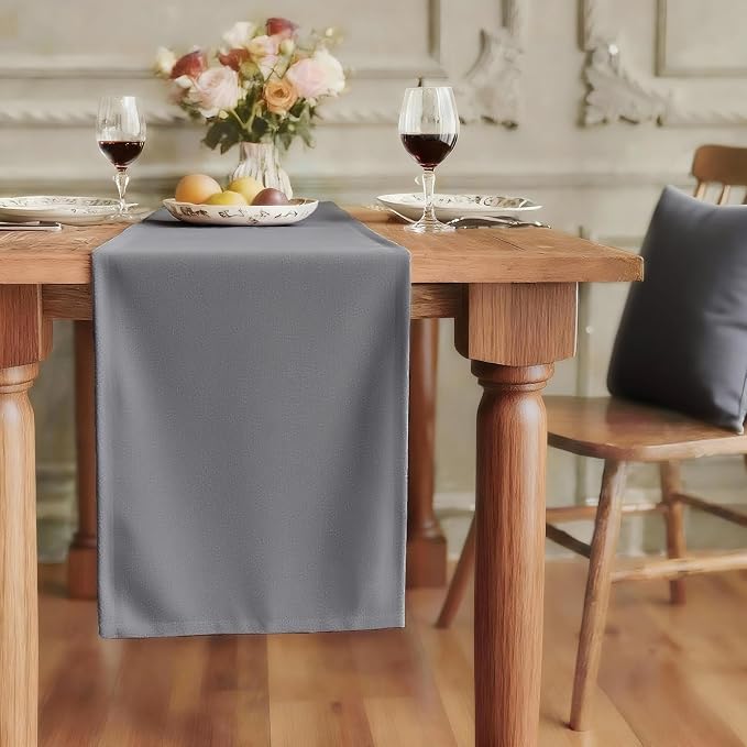 FOLINS&HOME Grey Waterproof Decorative Table Runner 90 Inches Long | 210GSM by FOLINSHOME
