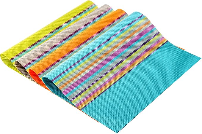 SHACOS Colorful Placemats Set of 8 Woven Vinyl Place Mats - Image 4