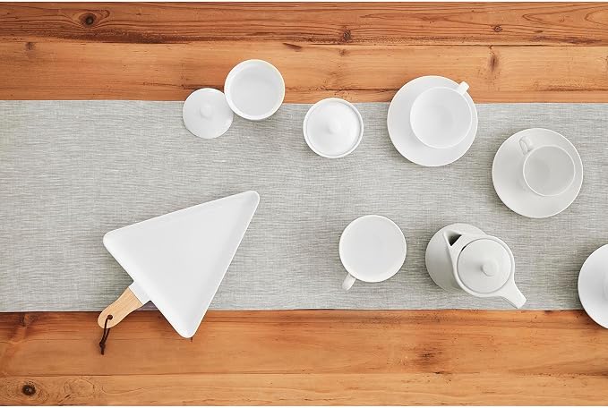 Solino Home 100% Pure Linen Table Runner Oyster Grey, Athena 14 x 72 in | Table - Image 3