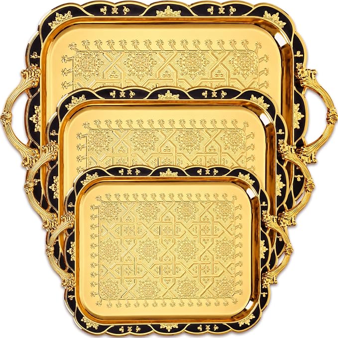 3 Pack Metal Serving Trays by Unknown