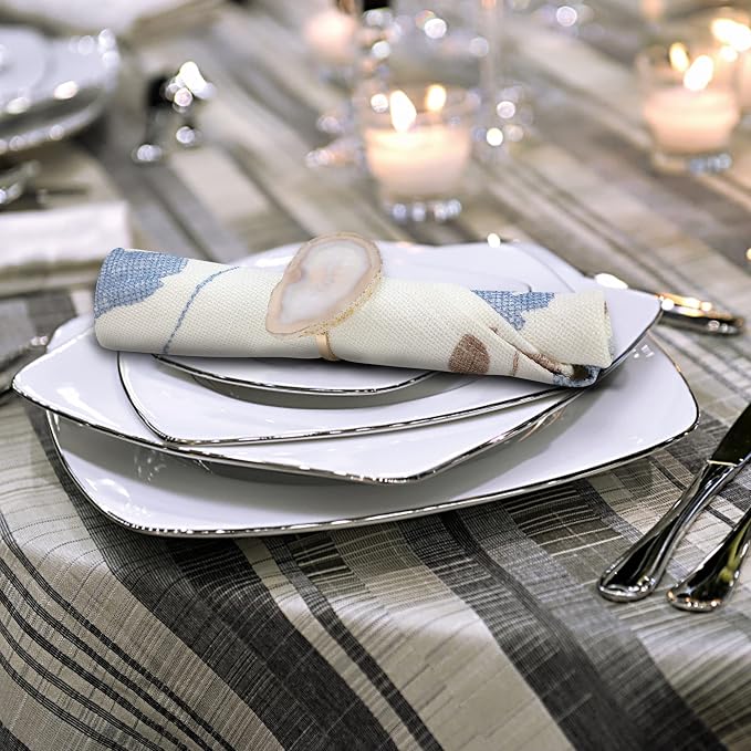CozyTower Agate Napkin Rings Set of 4, Unique Geode Napkin Rings | Gold Napkin - Image 5