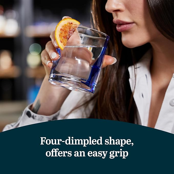 Libbey Blue Ribbon Rock Glasses Set, Artisan-Inspired Four-Dimple Shaped Glass - Image 5