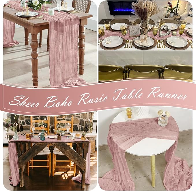 15 Pack Dusty Pink Cheesecloth Table Runner 17 x 108 inch Cheese Cloth Table - Image 7