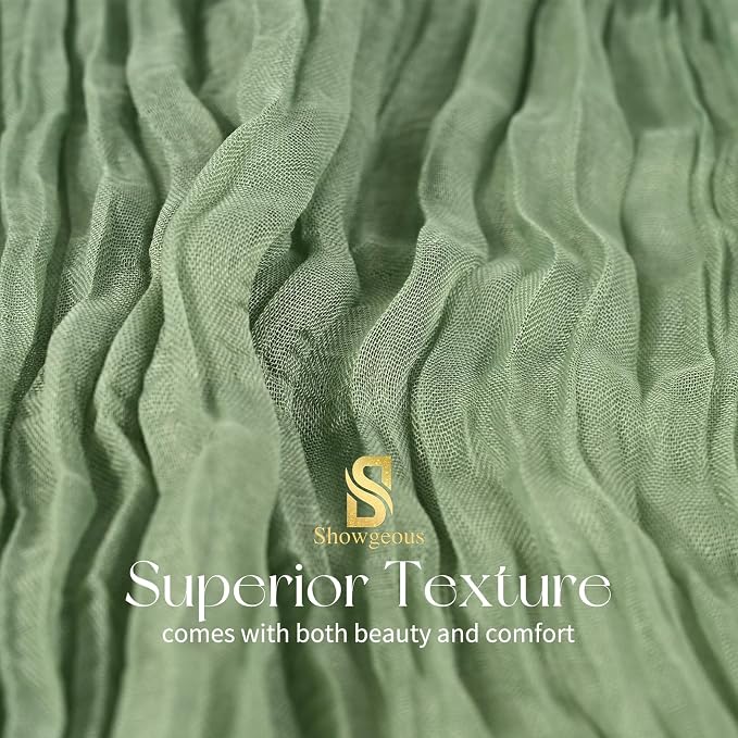 Showgeous 4 Pack Sage Green Cheesecloth Table Runner, 17 x 108 Inches | Boho - Image 4
