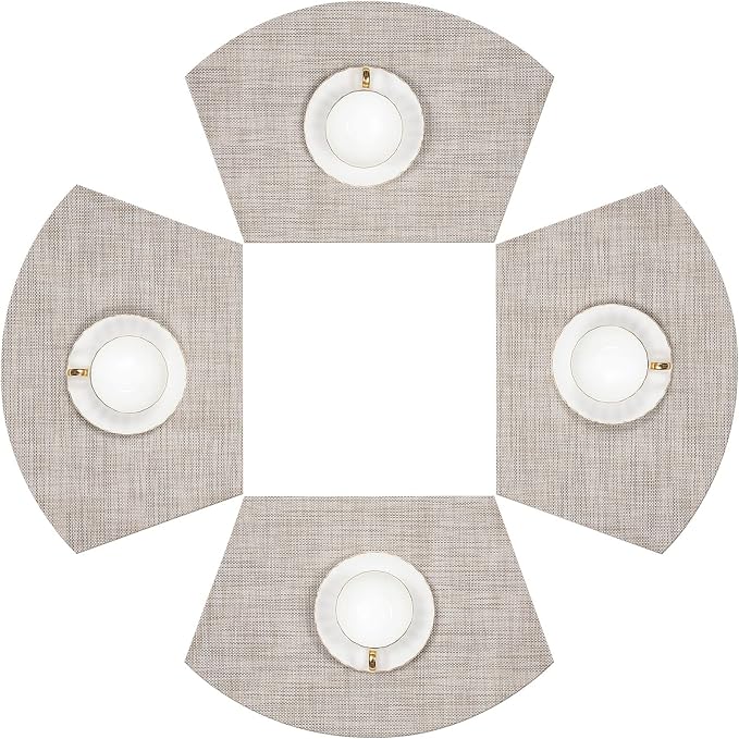 SHACOS Small Round Table Placemats Wedge Shaped Placemats Set of 4 Heat by SHACOS