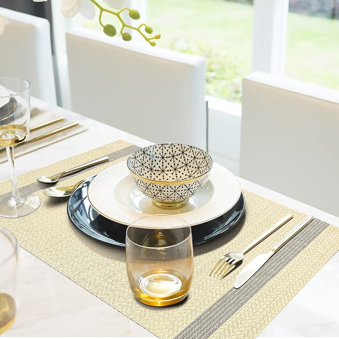 Aofmee Placemats Set of 6, Heat Resistant Place Mats, Washable Durable PVC - Image 7