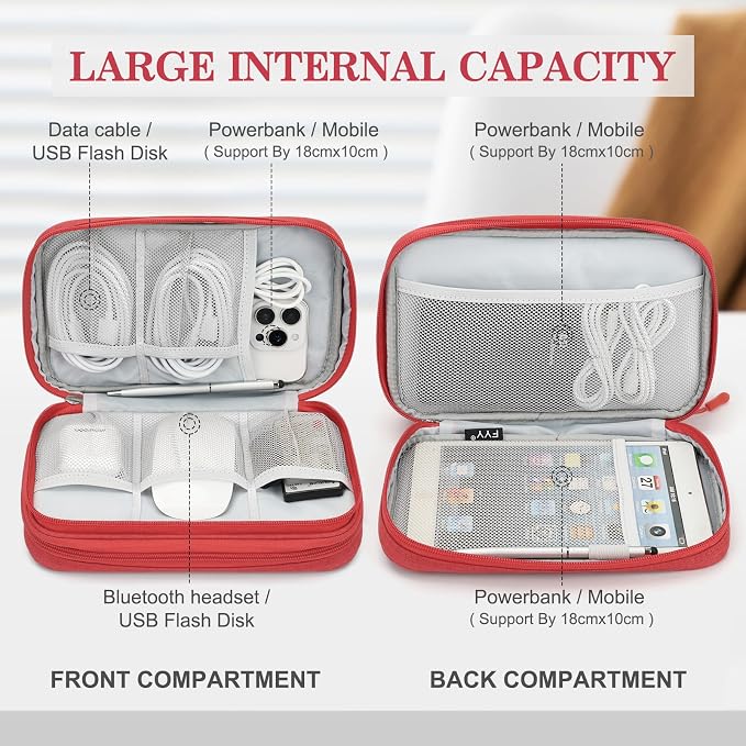 FYY Electronic Organizer, Travel Tech Pouch Bag, Waterproof, Double Layers - Image 3