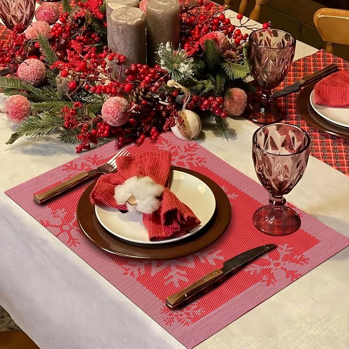 Aofmee Christmas Placemats Set of 6, Washable Christmas Place Mats - Image 4