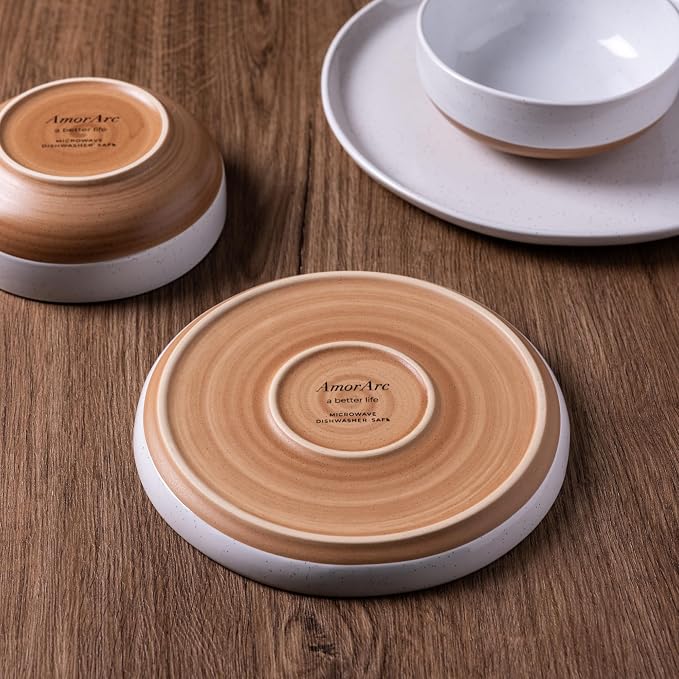 AmorArc Dinnerware Sets for 4, 12 Pieces Ceramic Plates and Bowls Set | Scratch - Image 4