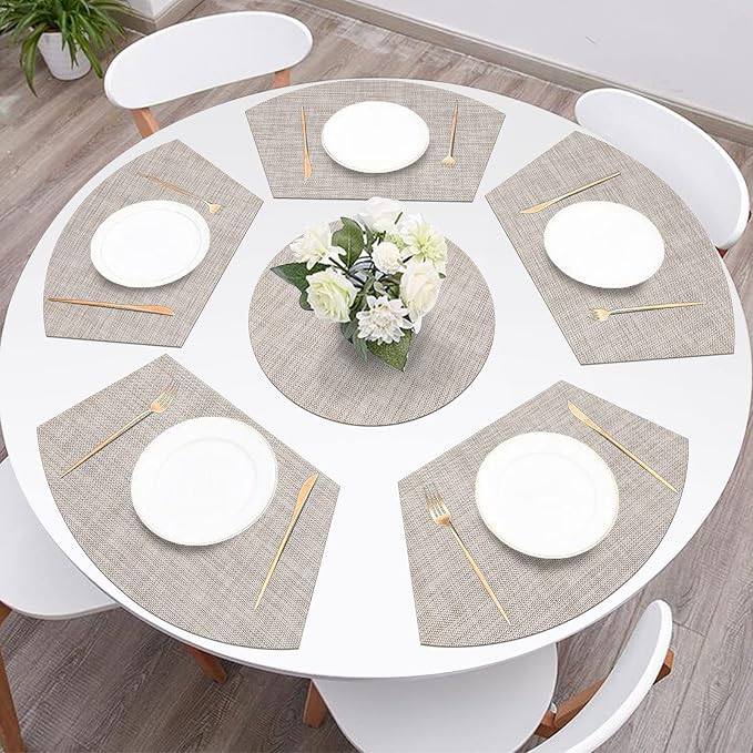 SHACOS Wedge Placemats Set of 8 Woven Vinyl Placemats - Image 9