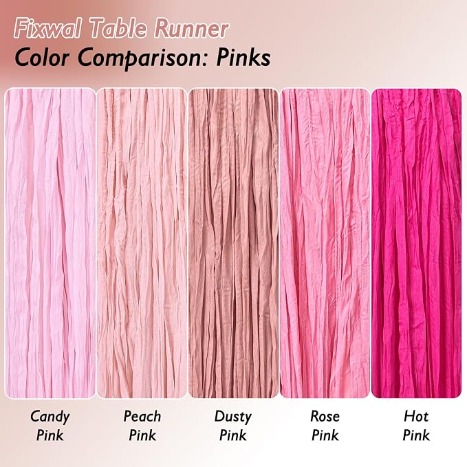 8 Pack Dusty Pink Cheesecloth Table Runner 120 Inch Boho Wedding Decor | - Image 4
