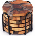 Drink Coaster Set, Wooden Absorbent Coasters, Epoxy Resin Coaster by Unknown