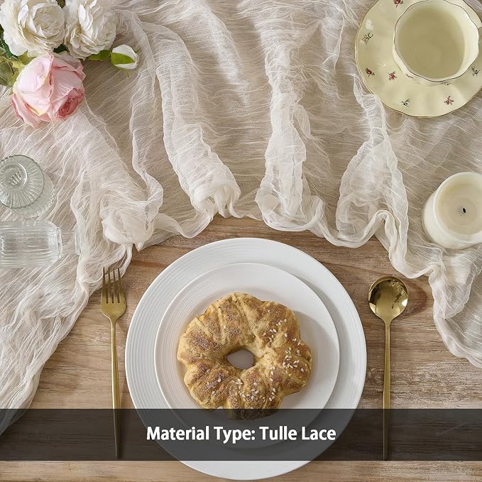 12 Pack Cream White Cheesecloth Table Runners, 120 Inch 10Ft Ivory Gauze Table - Image 4