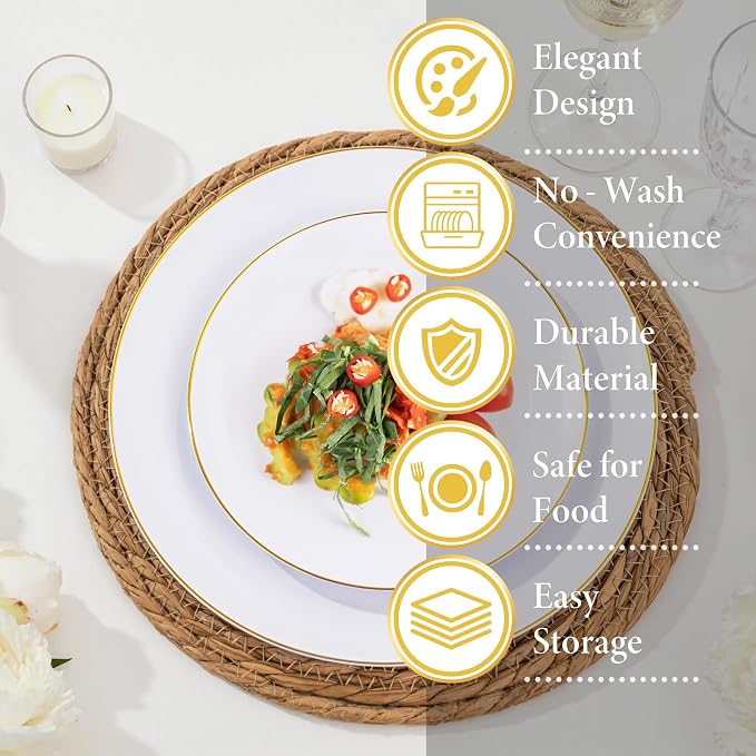 Nervure 100PCS Gold Plastic Plates - Image 8