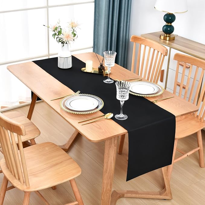 Farmhouse Black Table Runner Dining Table Runners 72 Inches Long Coffee Table - Image 2
