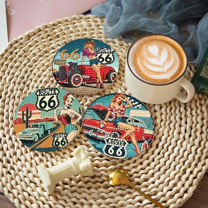Mrnsiet 8 Pcs Car Diamond Art Coasters Kits - Image 3